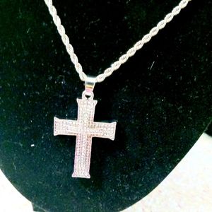 Bling Double Cross necklace